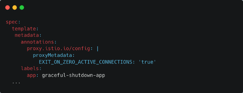 Featured image of post When your istio proxy containers terminate before your application containers gracefully shutdown, try configuring EXIT_ON_ZERO_ACTIVE_CONNECTIONS